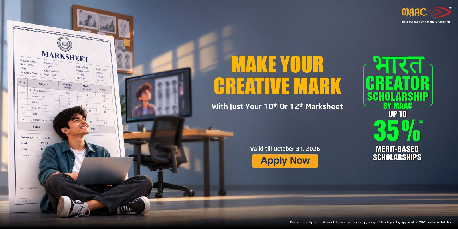 VFX artist working on digital effects at MAAC Ghaziabad